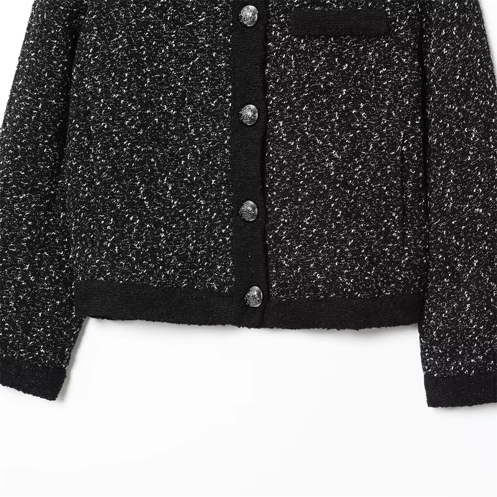 سترة نسائية جديدة غير رسمية بسيطة بأكمام طويلة مع زر بسيط مزخرف سترة جلدية قصيرة وسترة