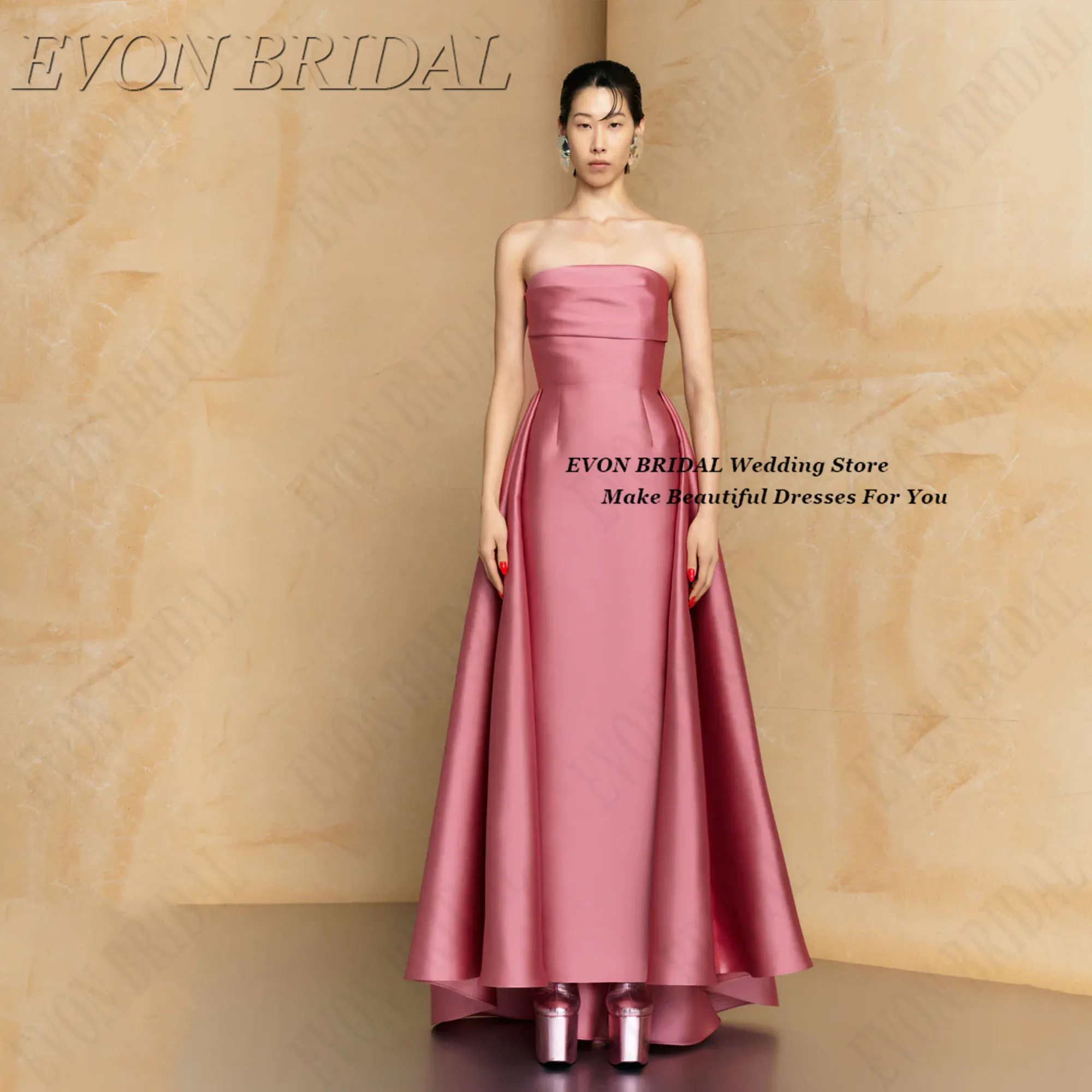 

Fashion فساتين حفلة موسيقية Simple A-Line Evening Dress Satin Women's Formal Occasion Gown EVON BRIDAL Customiz
