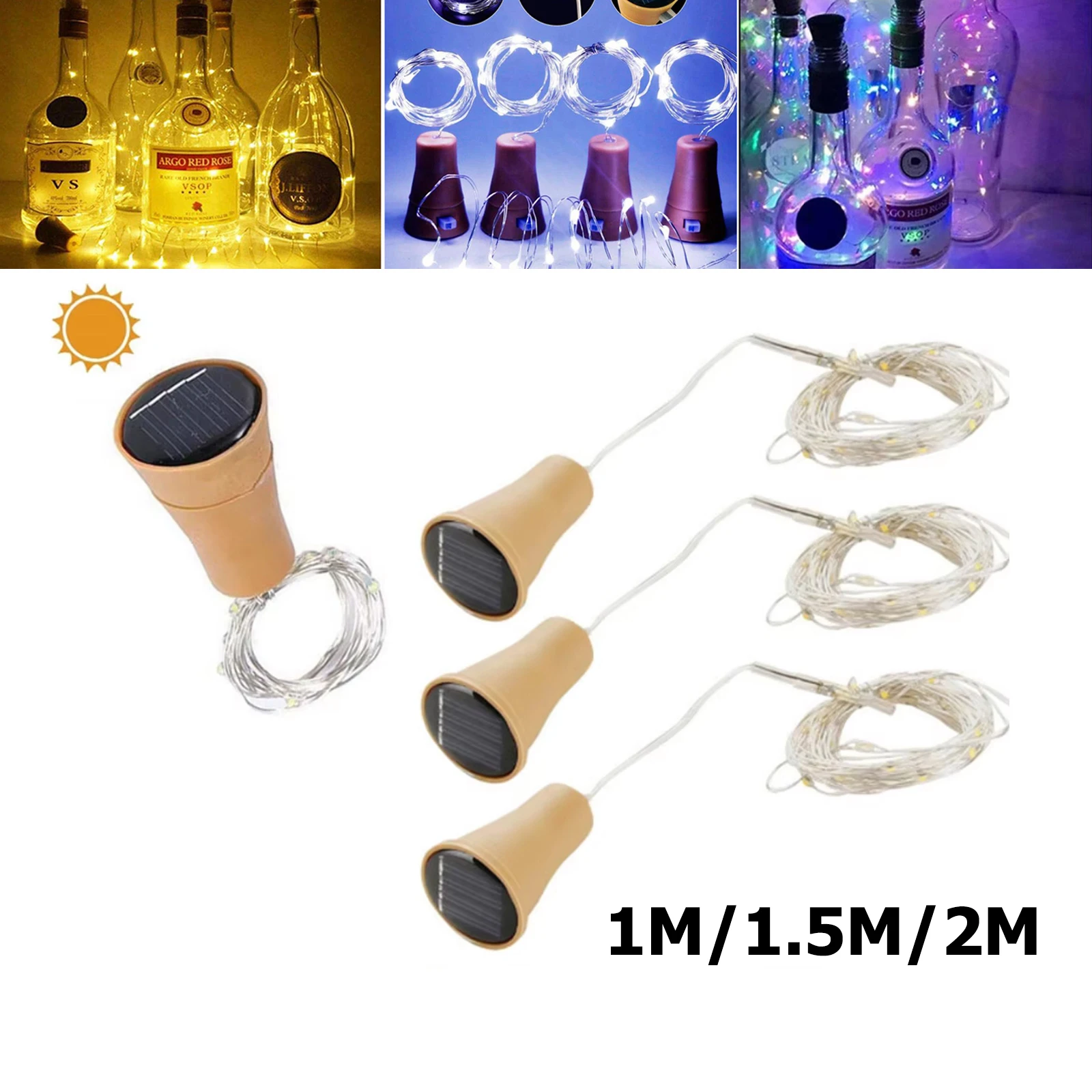 Solar Wine Bottle Led String Fairy Light Lamp Home Garden Wedding Holiday Powered 2m 20leds Cork For christmas Lights Decoration