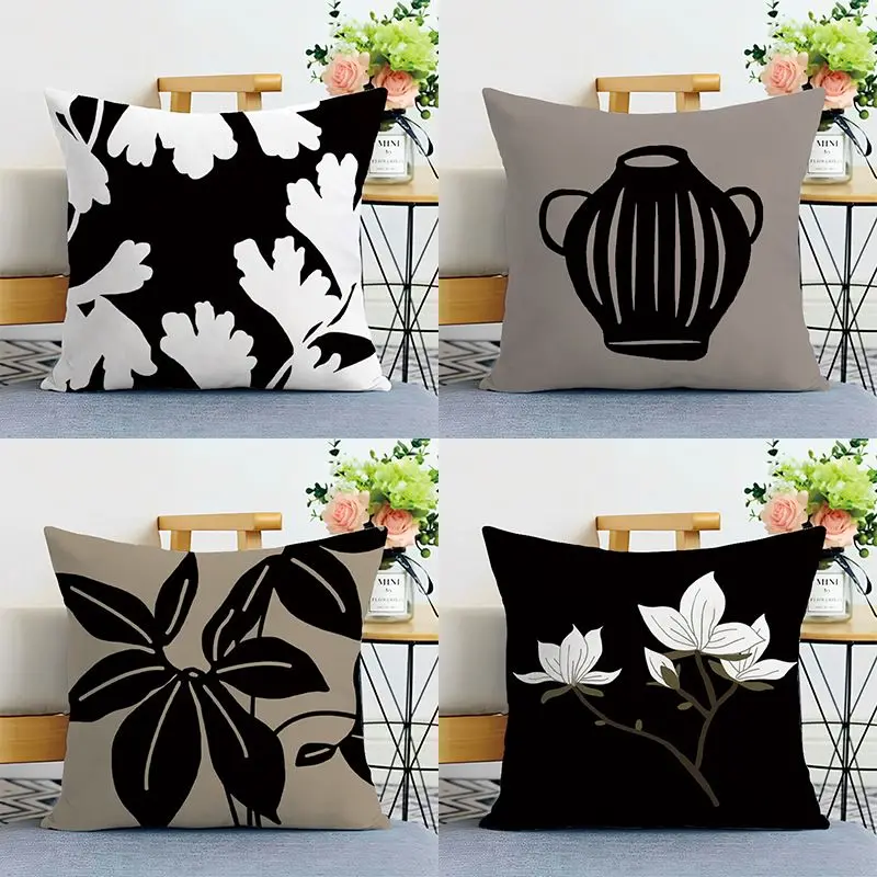

Pillow Sofa Living Room Black Geometric Simple Luxury Cushion Backrest Pillow With Pillow Core Office Car Available