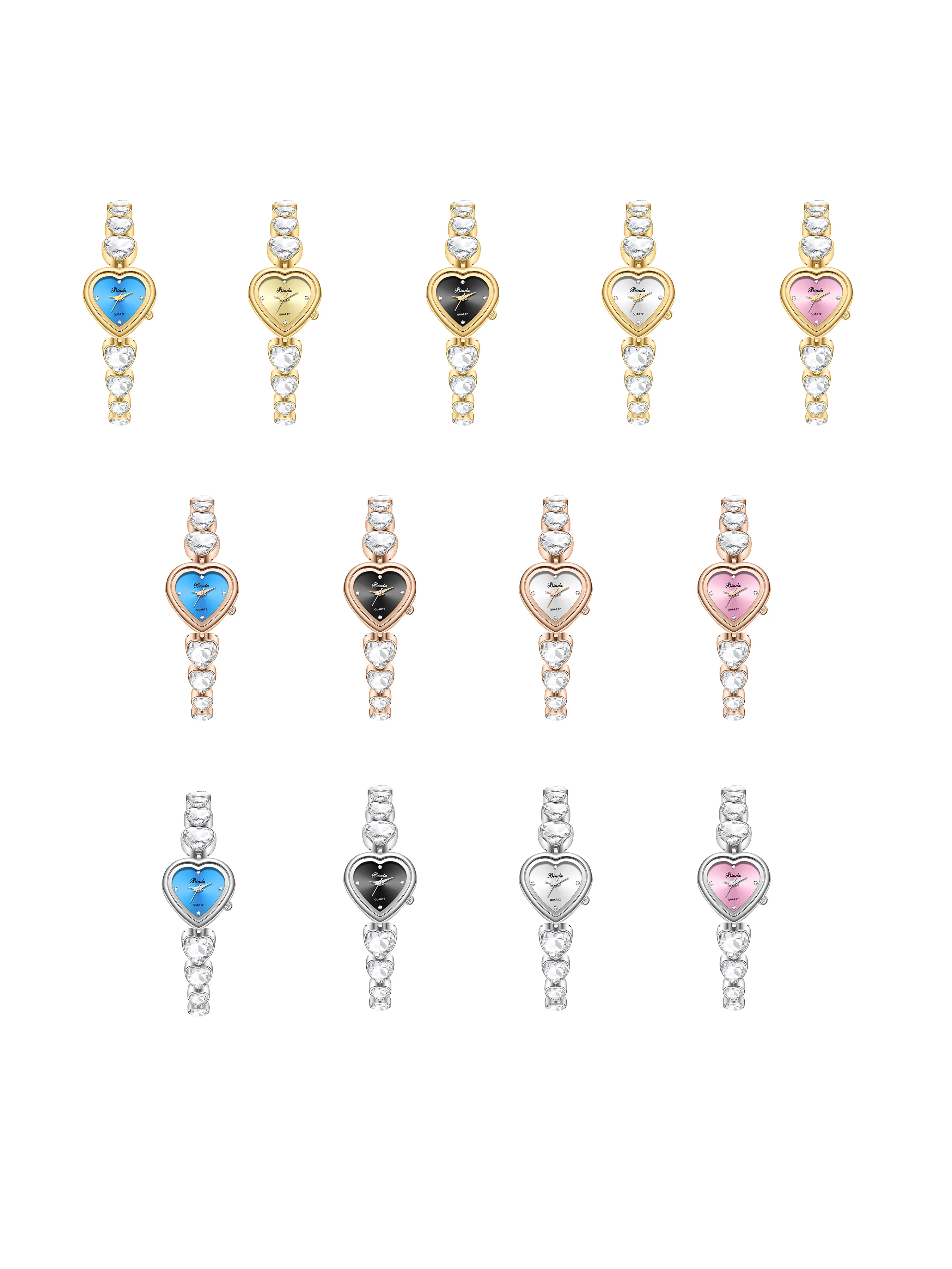 ساعة كوارتز نسائية بسوار كريستالي على شكل قلب من Binda، جديدة وأنيقة، هدية مثالية لعيد الميلاد أو الذكرى السنوية