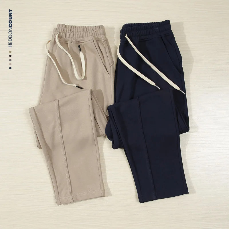 

Мужские повседневные хлопковые брюки Fce, весна-лето, 280 г, с низкой посадкой, прямые штанины, дышащие, удобные, свободного кроя