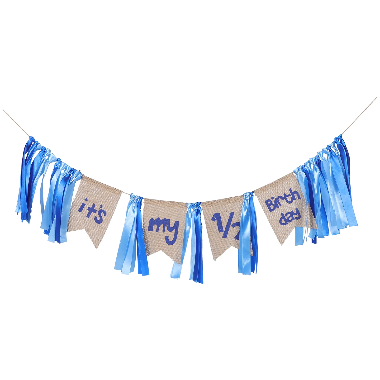 

Blue Pink 1/2 Birthday Banner Decorative Backdrop Banner High Chair Decor Half Year Celebration Supplies Cloth Flag Bunting