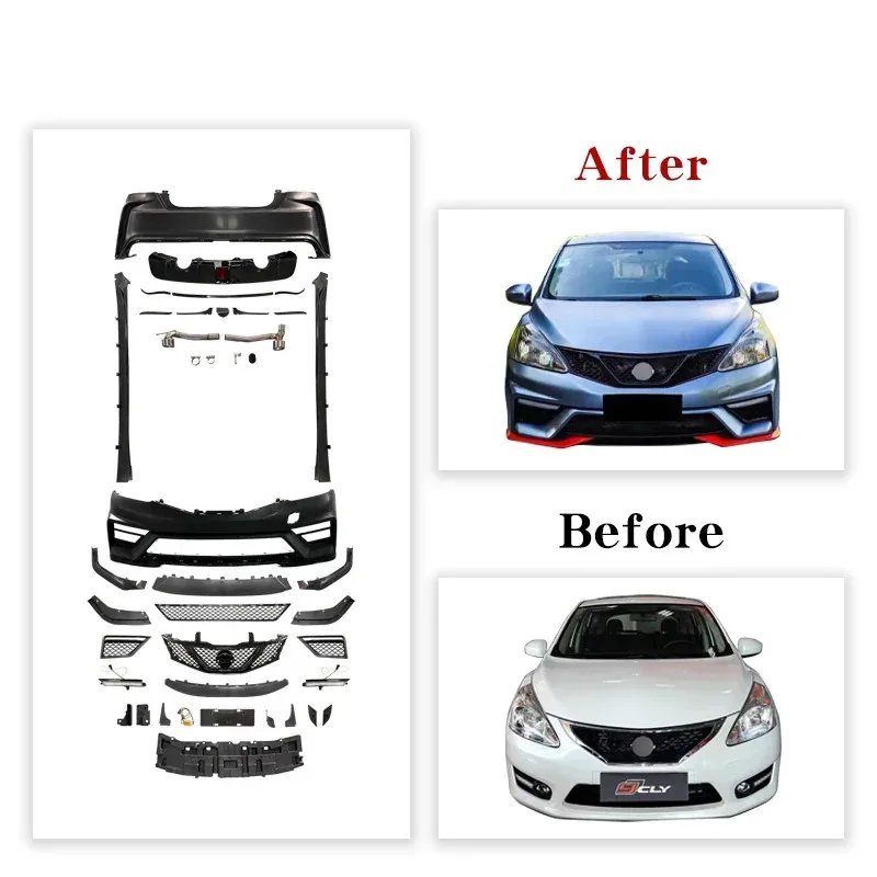 

High Guality Body Kits For 11-15 TIIDA Upgrade NISOM Bodykit Front Rear Bumper Side Skirts Exhaust Pipe