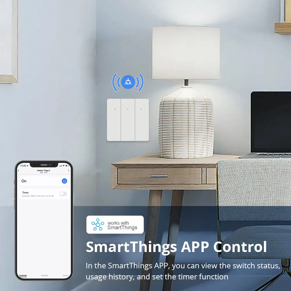 Zemismart Matter Over WiFi EU Smart Wall Light Switch 1 2 3 Gang con Interruttori a pulsante neutri SmartThings Home App Control