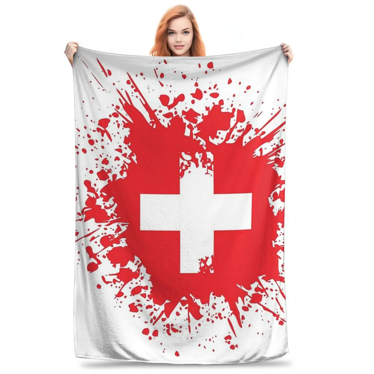 Swiss Switzerland Flag Blankets Fleece Warm Sofa Throw Blankets For Couch Bedding Outdoor Throws Bedspread Quilt