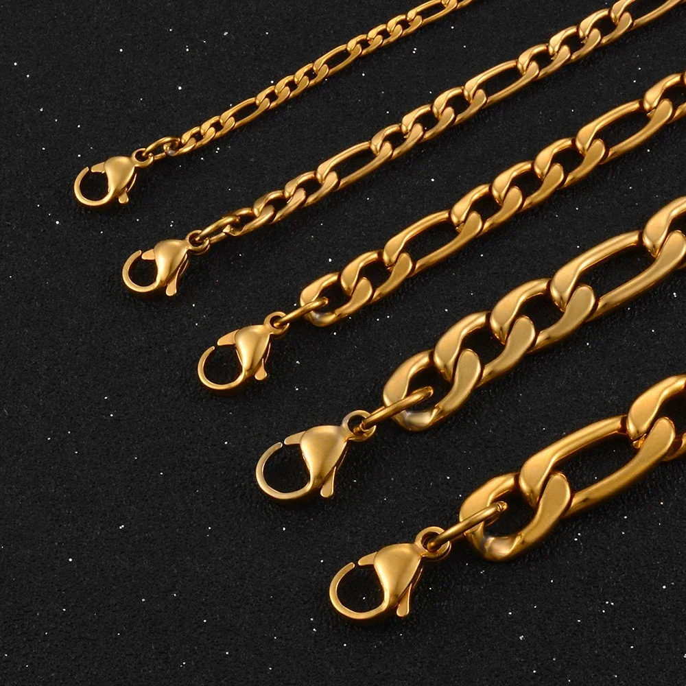 Premium Gold Stainless Steel Figaro Chain Unisex 3-9.5mm - Image 5