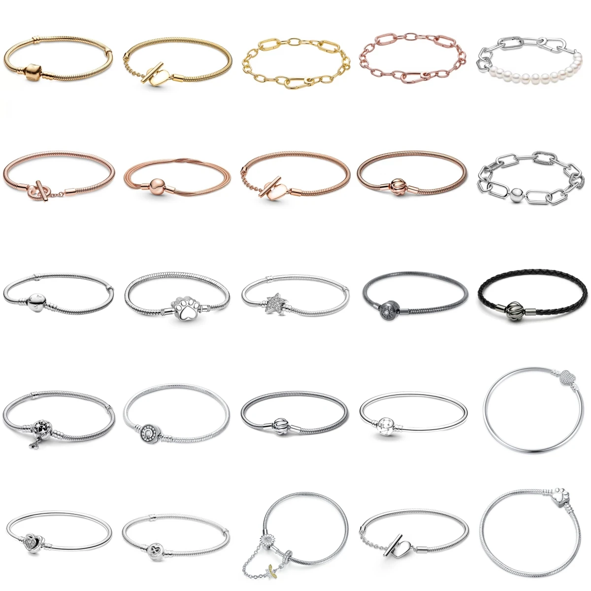 Plata de Ley 925 Original 17 19 21CM perla estrella garra impresión Solar pulsera de circón adecuado para DIY encanto regalo de joyería de cumpleaños