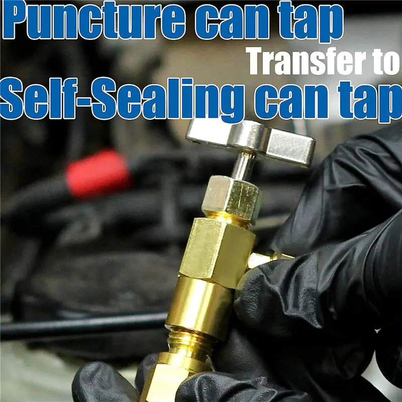 FOR HOME ACR134A Refrigerator Freon Recharge Kit AC Charge Hose with Gauge, Piercing Can Tap and Self-Sealing Adapter