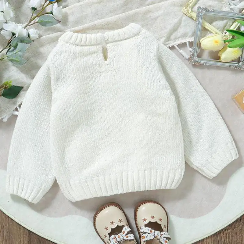 Autumn Winter Baby Clothes Fashion Boy Girl Flouncing Knitted Sweater Solid Children Warm Knit Shirt Infant Knitting Casual Tops