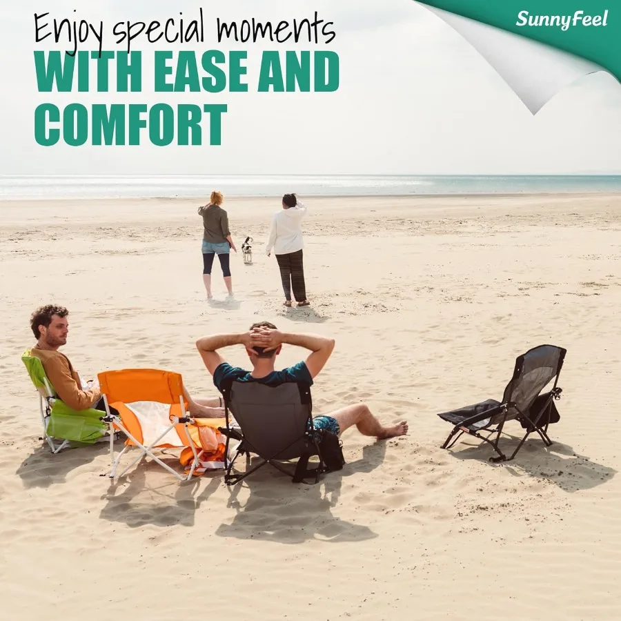 كرسي شاطئ منخفض قابل للطي للبالغين، كراسي تخييم للشاطئ خفيفة الوزن محمولة مع حامل أكواب ومسند للذراع قابل للطي #5
