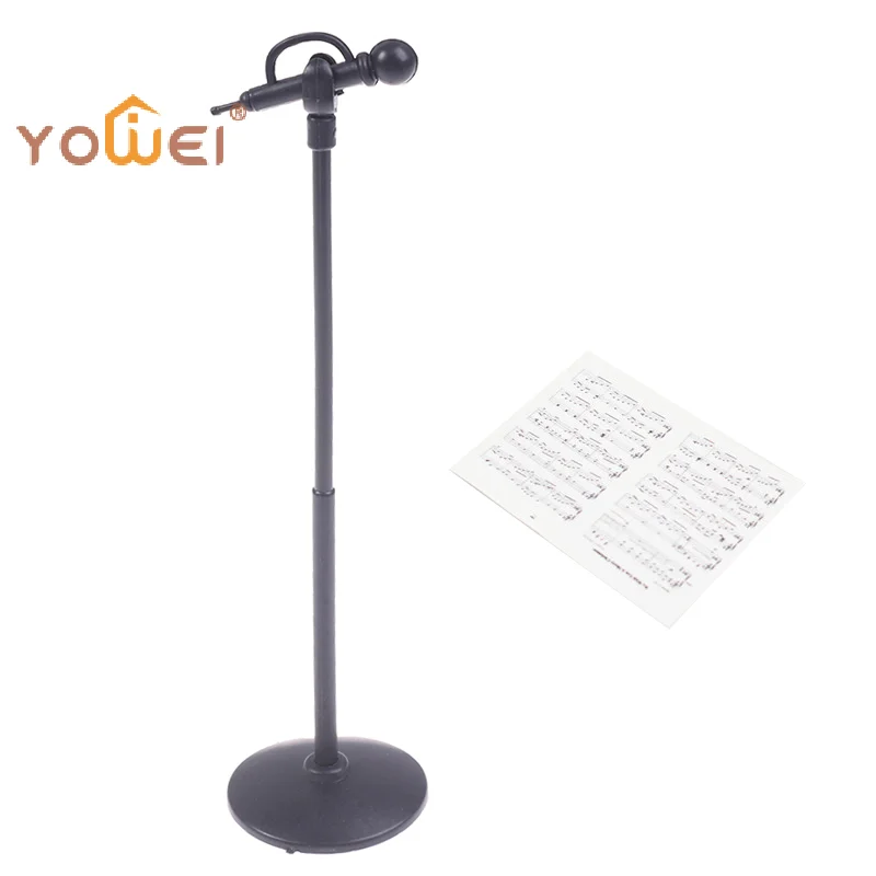 Combo of 1:12 Scale Microphone & Sheet Music Dollhouse Furniture Accessories (2pcs/Set)