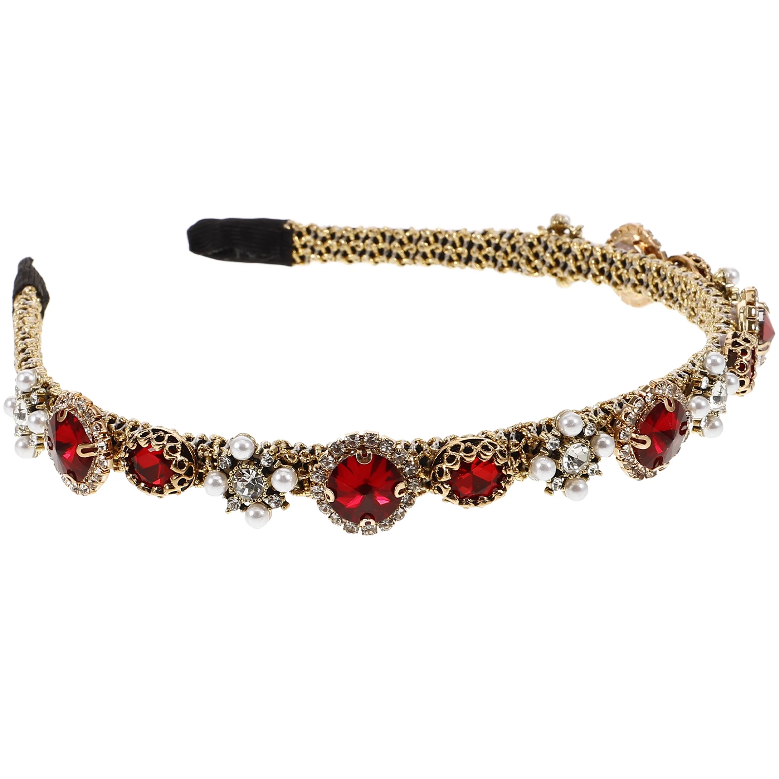 

Thin-edged Headband Delicate Headwear Woman Gold Headdress Rhinestones Bride Female Party Hair