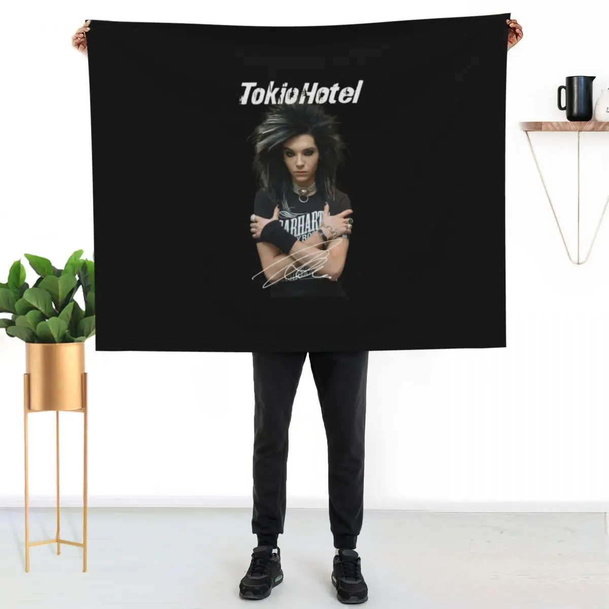 

Hot Tokio Hotel Shirt Bill Kaulitz Cotton Throw Blanket Stylish Decor Blanket Gift for Friends Roommate