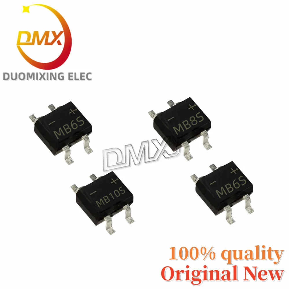 

50-500PCS 100%New Original MB6S 600V MB8S 800V MB10S 1000V 0.5A Rectifier bridge stack single-phase glass passivated rectifier