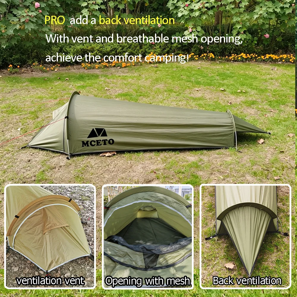 Campingzelt für 1 Person, Ultraleichtes Einzelnetz-Bivy-Zelt, Wasserdichtes Schlafzelt für Camping, Wandern und Backpacking – Detail 5