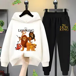 Lion King Disney cartoon printed hoodie for boys and girls Day casual four seasons loose matching hoodie and sweatpants suit