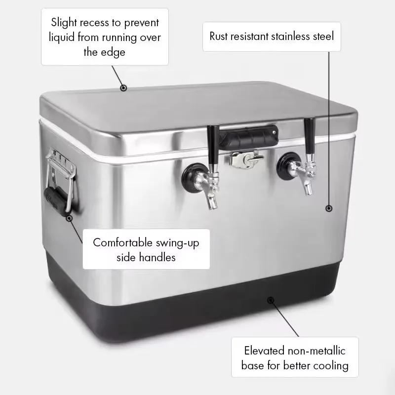 50L Single 304 Stainless Steel Beer Cooling Box with Three Taps Model Hot Selling Beverage Refrigeration Equipment