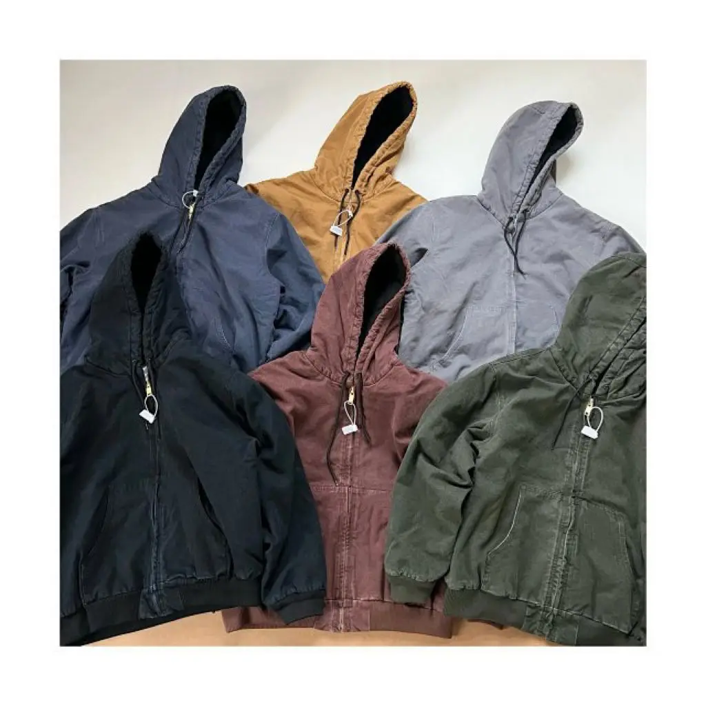 

American Detroit Heavyweight J30 Waed Vintage Wax Dye Retro Hooded Cotton Jaet Coat Embroidered Small Label ex