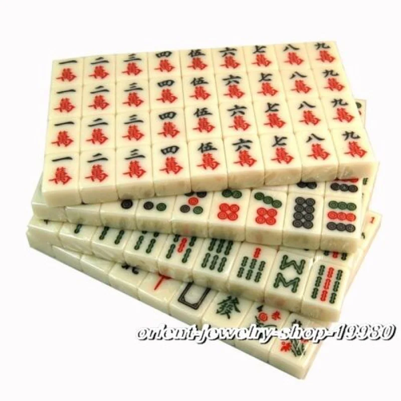 144 Bamboo Mini Rare Chinese Mahjong Set with Portable Retro Mahjong Box