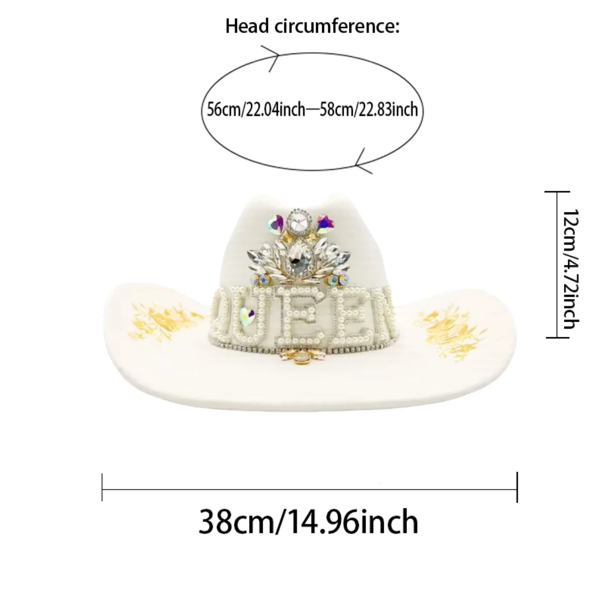 HongLuan بريق زي قبعة الكبار وقبعات رعاة البقر حجر الراين للمرأة، كاوبوي تأثيري الإناث الملحقات وقبعة راعية البقر