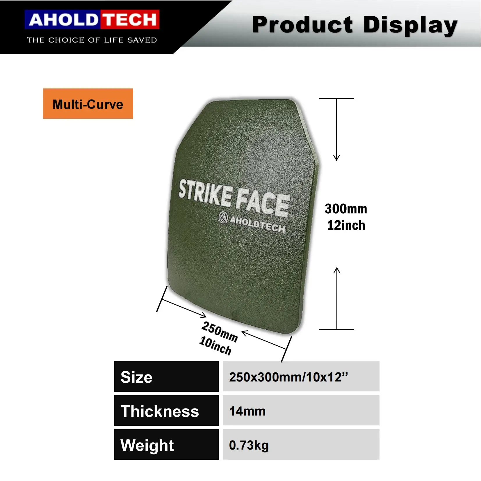 Aholdtech Genuine Enhanced 10x12 Linex Multi Curve NIJ IIIA 3A Lightweight Hard Armor Ballistic Bulletproof Plate