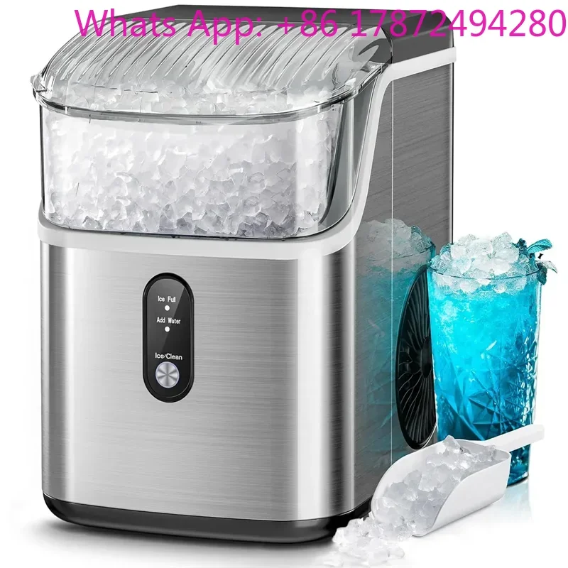 Nugget Ice Maker Machine Crushed Ice One Click Operation Self Cleaning Countertop Ice Maker Machine