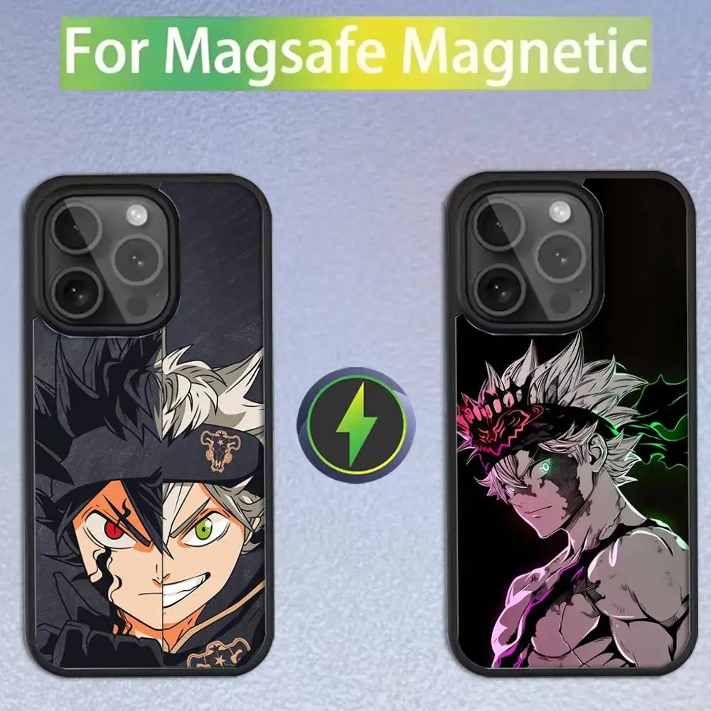 

B-Black Clover Asta Phone Case For iPhone 16,15,14,13,12,11,Pro,Max,Plus,Mini,SE Magsafe Magnetic Wireless Charging