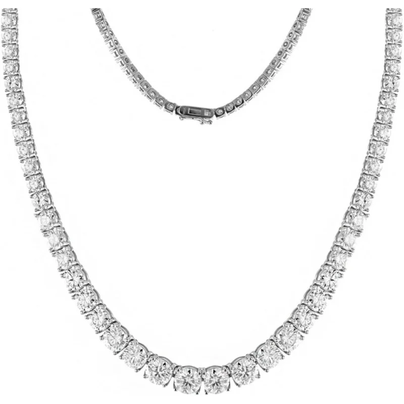 

Graduated 3-6.5MM Moissanite For Women Men D Color VVS1 Clarity Gold Tennis Necklace Round Cut 925 Sterling Silv
