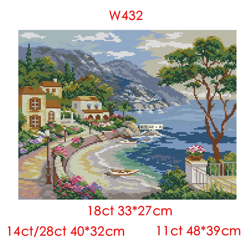 Cross Stitch Kit Scenic Bay 28ct 18ct 14ct 11ct can be Custom Printed Cloth hand Embroidery Material Kit