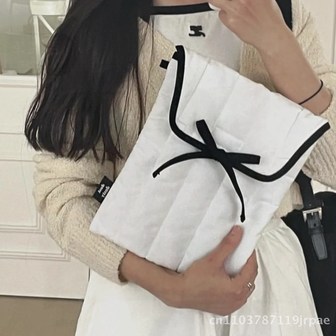 

Сумка для планшета в стиле Южной Кореи с розовым ремешком и бантом. Изящный полиэстеровый чехол для хранения ноутбуков и планшетов 11 13, 14 дюймов, унисекс.