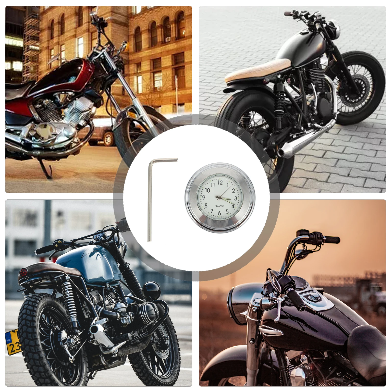 

Clock For Motorbike Handlebar Motorcycle Accessories Luminous Quartz Durable Aluminum Alloy Detachable Small Bike Watch