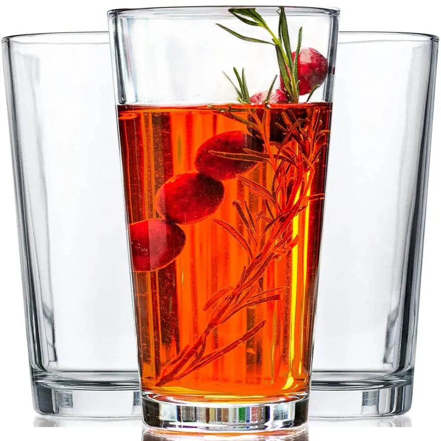 Juego de vasos de 1016 oz. Vasos de cristal Margarita aptos para lavavajillas cóctel transparente base pesada vasos de cerveza altos, vasos de agua, vaso de Bar