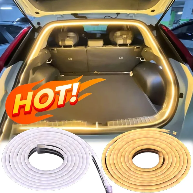 

Auto Trunk Ambient Lighting LED Strip 2M Universal Car Boot Light Silicone Cuttable White Warm Easy Installation Auto Open Close