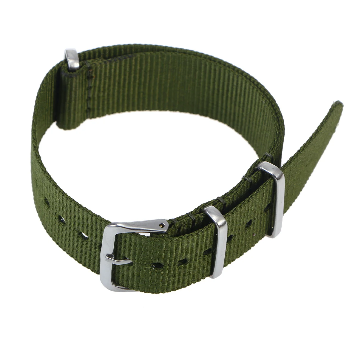 Nylon Watch Strap 20Mm Woven Replacement Band Heavy Duty Breathable No Scratch Soft Wear All Day Army Green