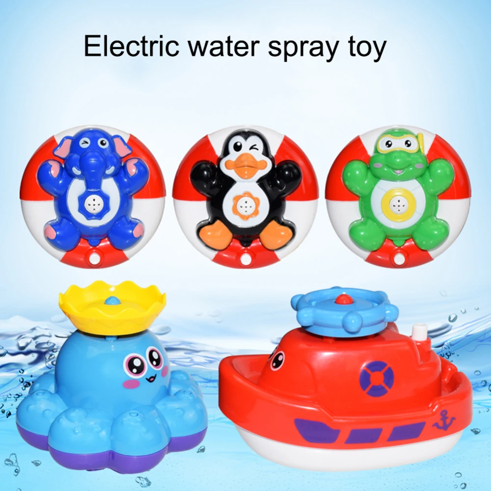 Water Sprinkle Cartoon Octopus Turtle Baby Elephant Penguin Bathing Baby Shower  Toy Sprinkler Electric Light Children Play Toys