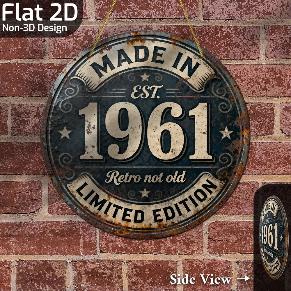 2D Flat, 1pc Vintage 1961 Metal Wall Sign - 8