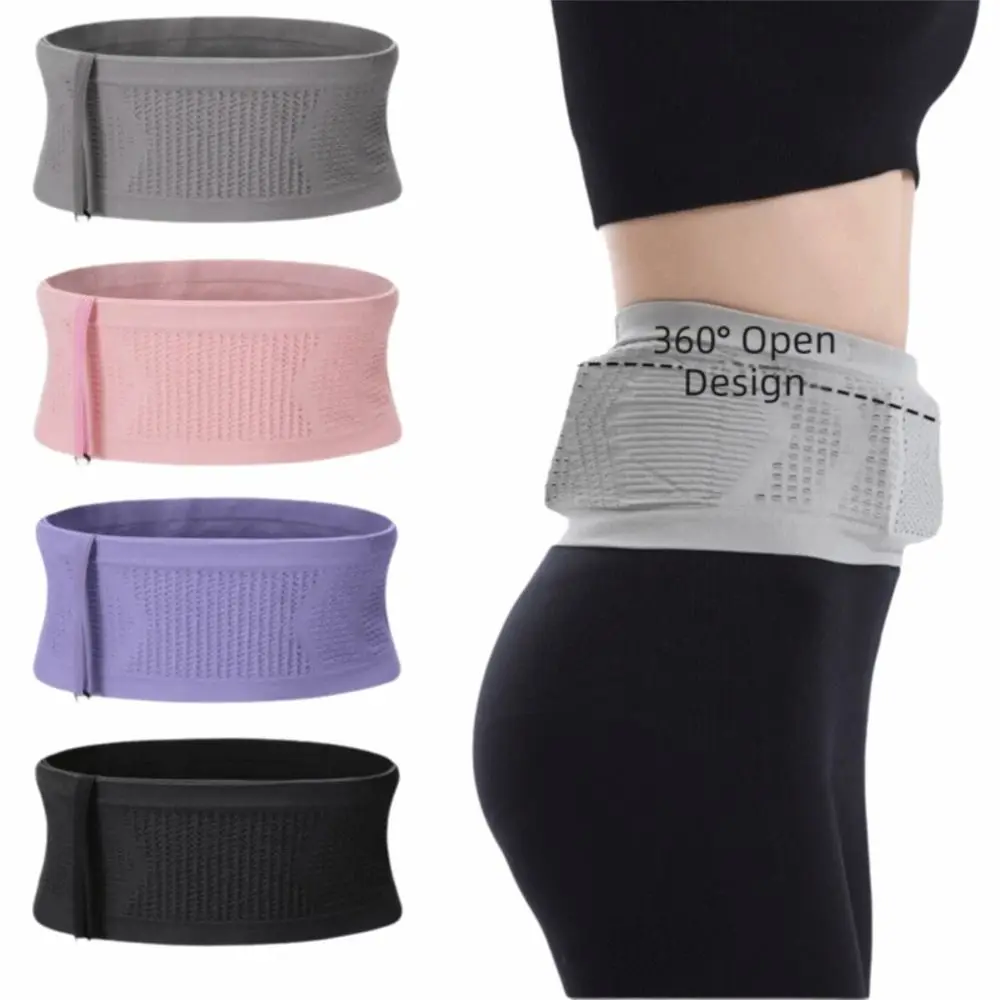 Супер эластичная поясная сумка, легкая дышащая вязаная поясная сумка с противоскользящим ремнем, большая вместительная скрытая поясная сумка для бега