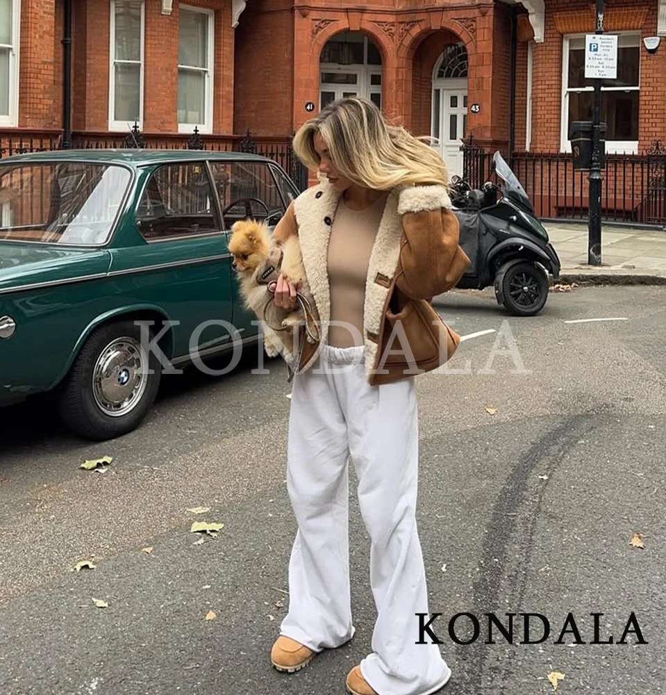 KONDALA Winter Frauen Casual Fleece Reversible Mantel Stehkragen Tasten Mantel 2025, Herbst Winter Mode Elegante Dame Warme Mantel