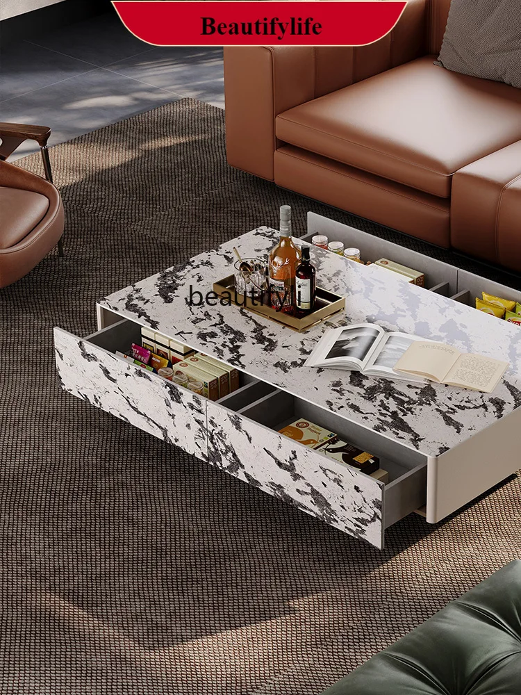 

G1218 Luxury stone rock slab coffee table villa mansion living room creative coffee table designer light luxury coffee table