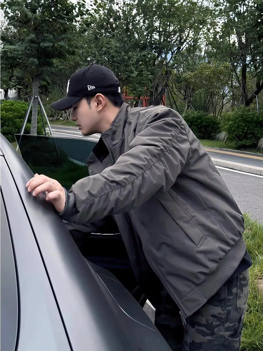 Frühling Herbst ort Jaet Herren American Retro Loose Casual Baseball Oberbekleidung Faionable Reißverschluss Kein Hut