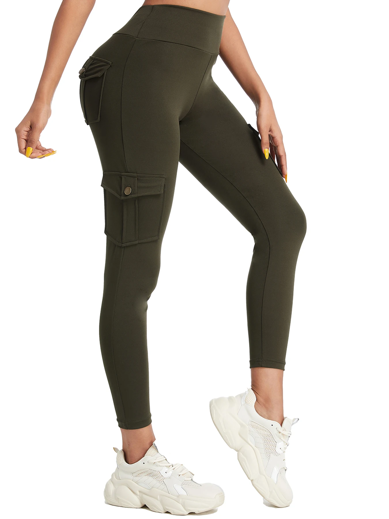 Multi Pocket Cargo Leggings For Women High Waist Butt Lifting Leggings Stretch Slim Workout Yoga Fitness Running Pants