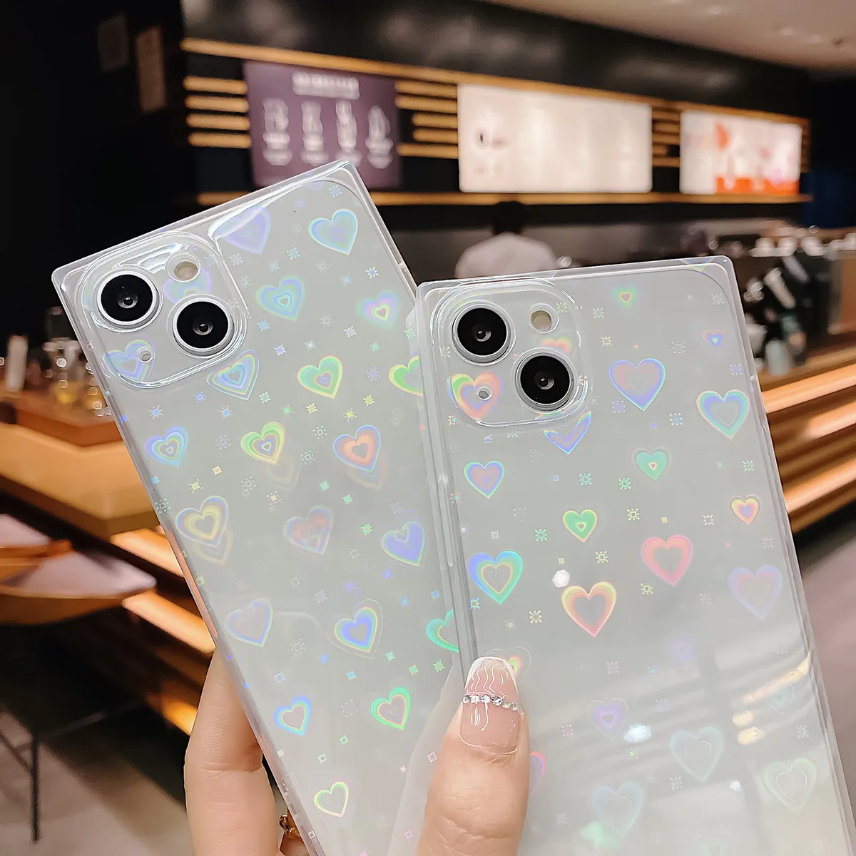 Heart Shaped Phone Case For Women Glitter Cover Compatible With Iphone 13 Shockproof Tpu Mobile Phone Protector