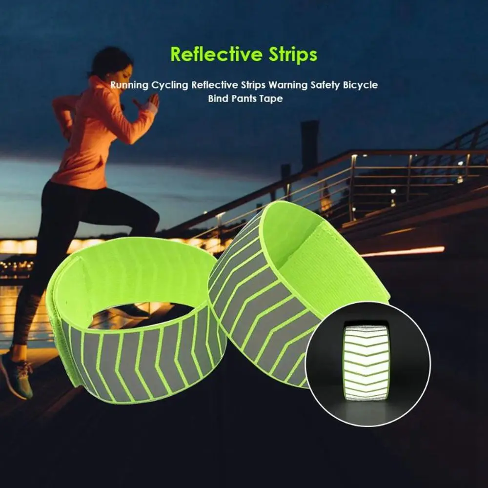 High Quality Bicycle Bind Strap Reflector Wristband Cycling Reflective Strips Warning Armband Sport Tape Bike Safety Alert