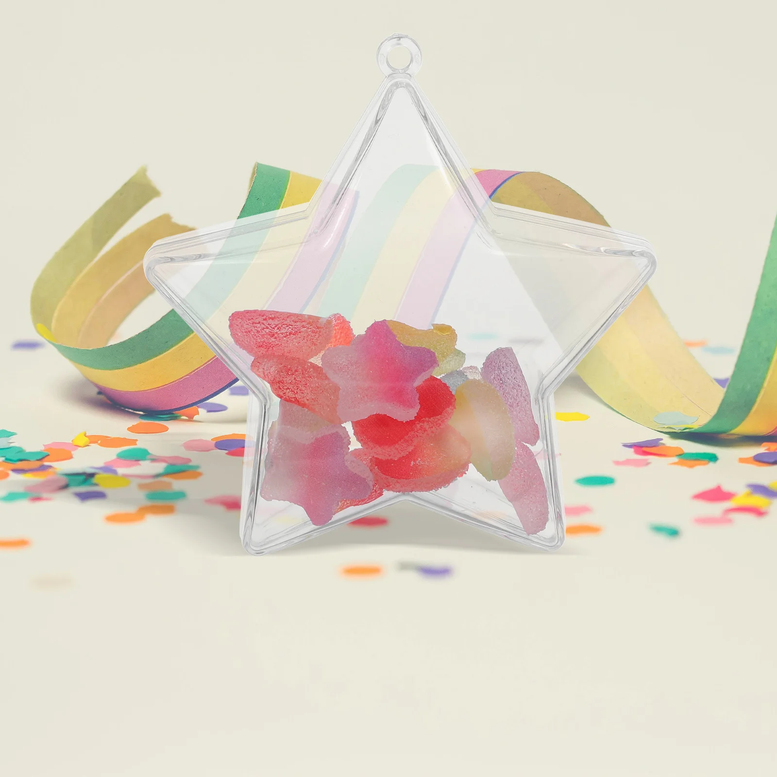 

25Pcs Clear Fillable Star Candy Box Transparent Plastic Bauble Hanging Ornament Christmas Decoration Party Favor Treat Container