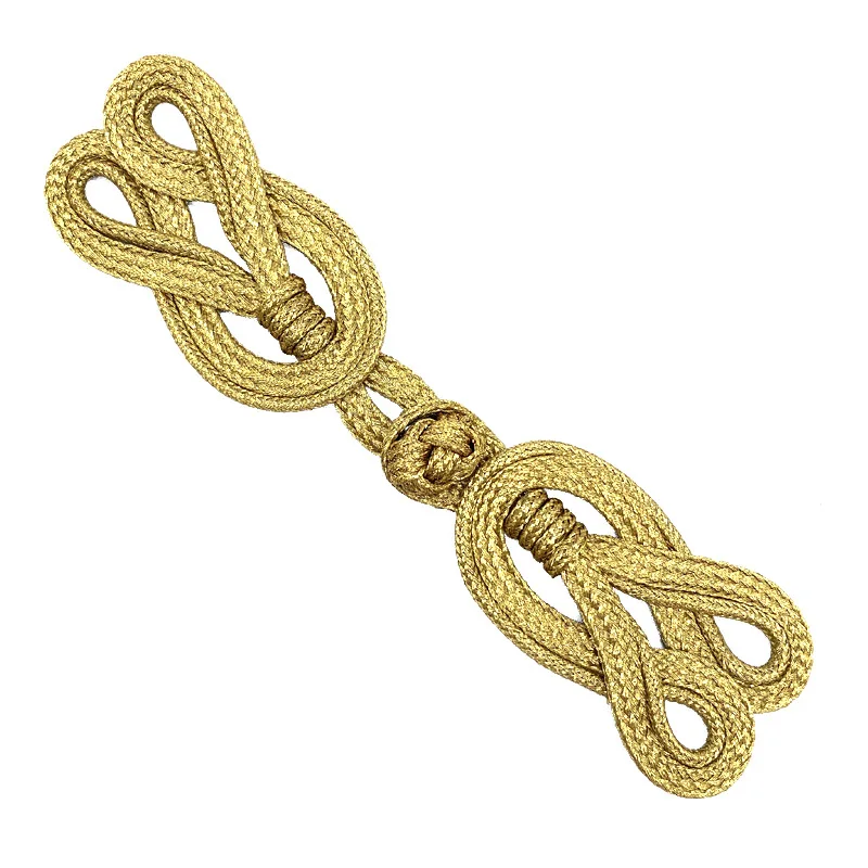 2 Pairs Gold Chinese Frog Closure Knot Button Fastener for Bags Garments Cheongsam Tang Suit Decoration