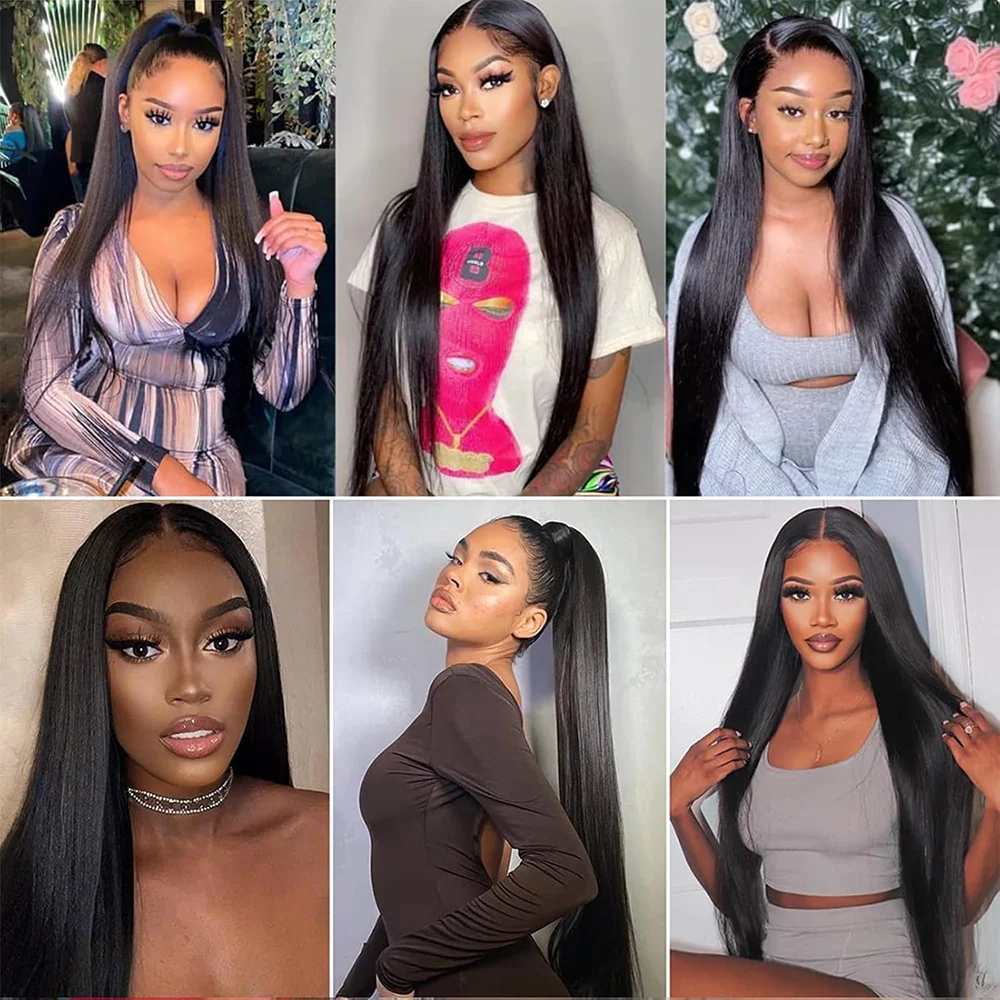 30 40 بوصة حزم مستقيمة 100% الشعر البشري البرازيلي عذراء الشعر 1 3 4 قطعة حزم شعر ريمي الخام ملحقات اللون الأسود الطبيعي #6