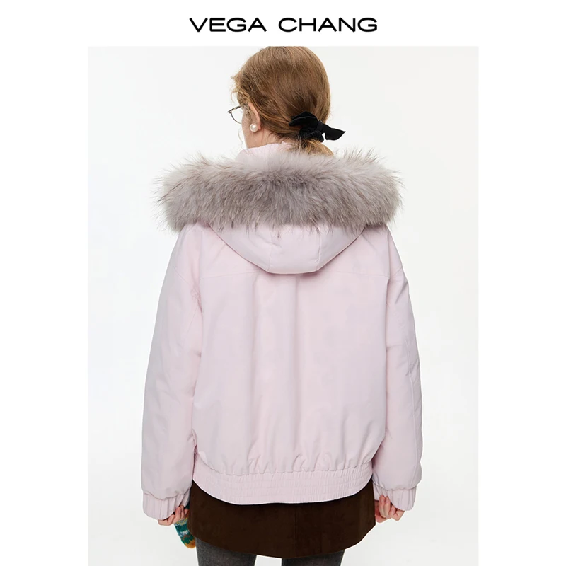 ベガ・チャン 新冬スタイル 90% 快適ベルベット フォックスファー襟付き 暖かいレディースダウンコットンジャケット