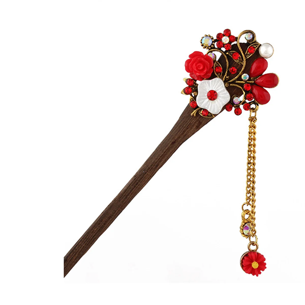 

Classical Hair Ornament Wooden Vintage Bronze Flower Hairpin Lightweight Retro Design For Women Hair Styling Tool Braiding