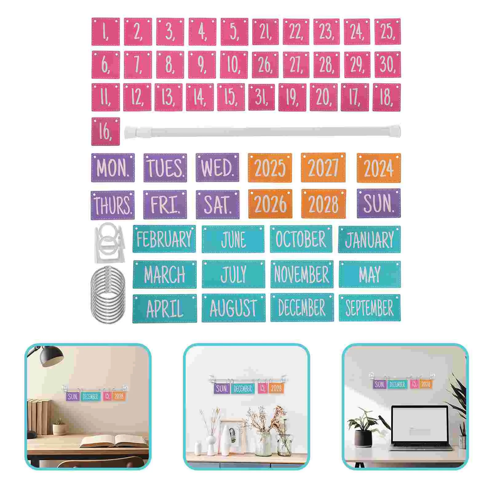 Block Calendar for Desk Flip Card Birthday Bulletin Board Number Whiteboard Wall Child Circle